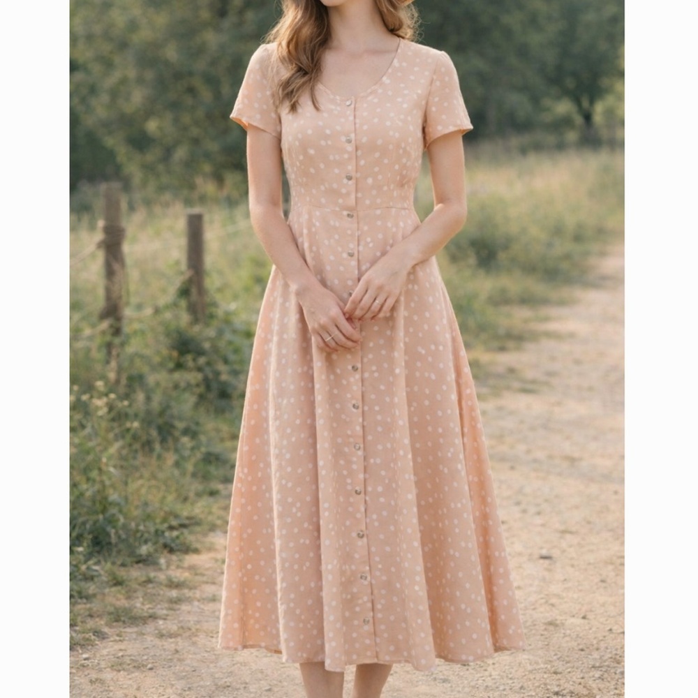 Vintage Polka Dot Midi Tea Dress